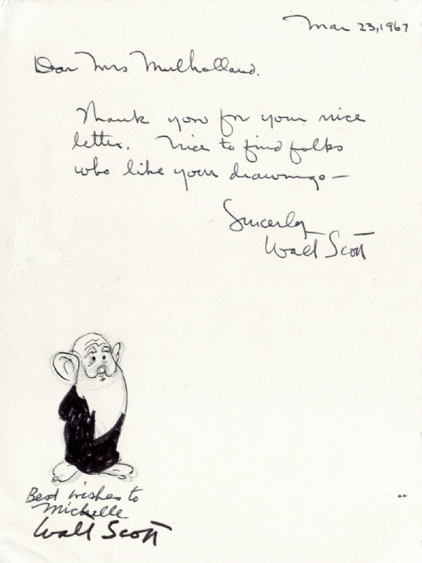 Letter And Sketche Walt Scott 1967 In Collezione Sista E Ovidio